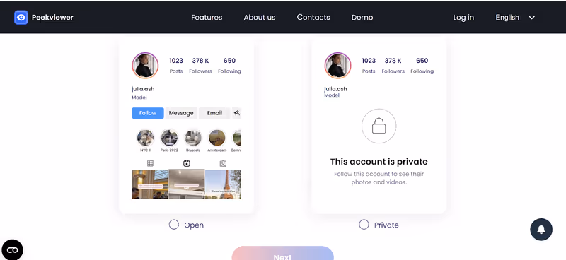 Peekviewer type of account