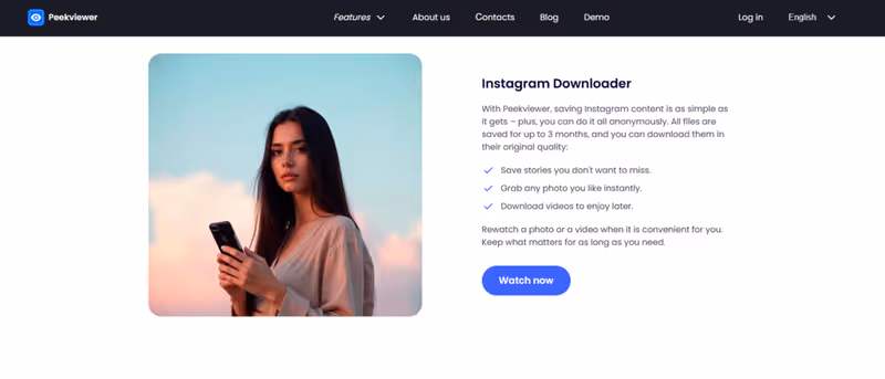 save private Instagram content with Peekviewer