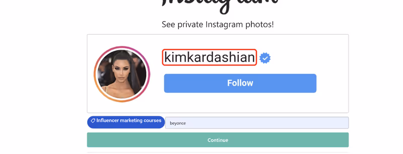 A screenshot demonstrating how to use Gwaa to write an Instagram profile