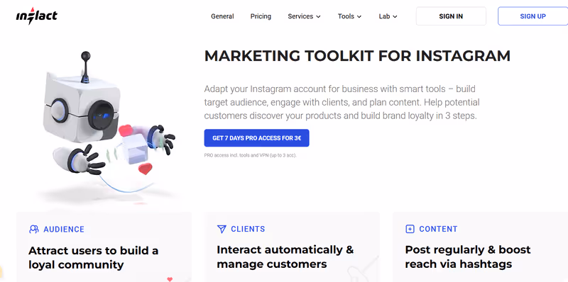 Inflact Instagram viewer that fails to access private accounts