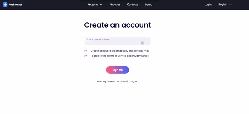 Instagram profile analyzer tool: Peekviewer account creation
